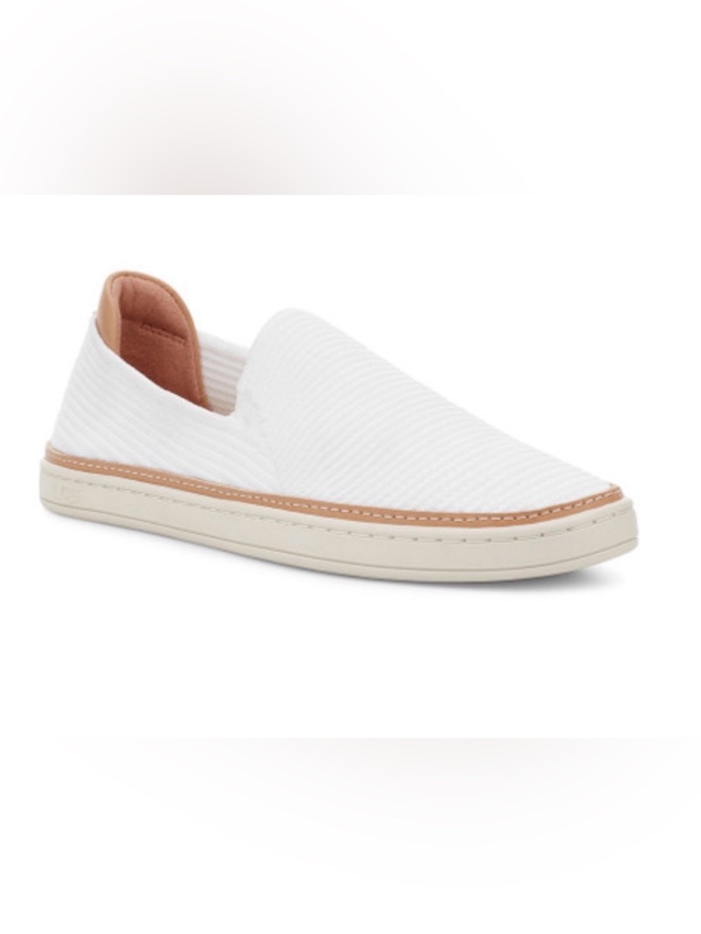 New UGG Sz 6.5 6 1/2 Women's Sammy Slip On White Rib Knit Minimalist Comfort - Picture 2 of 16